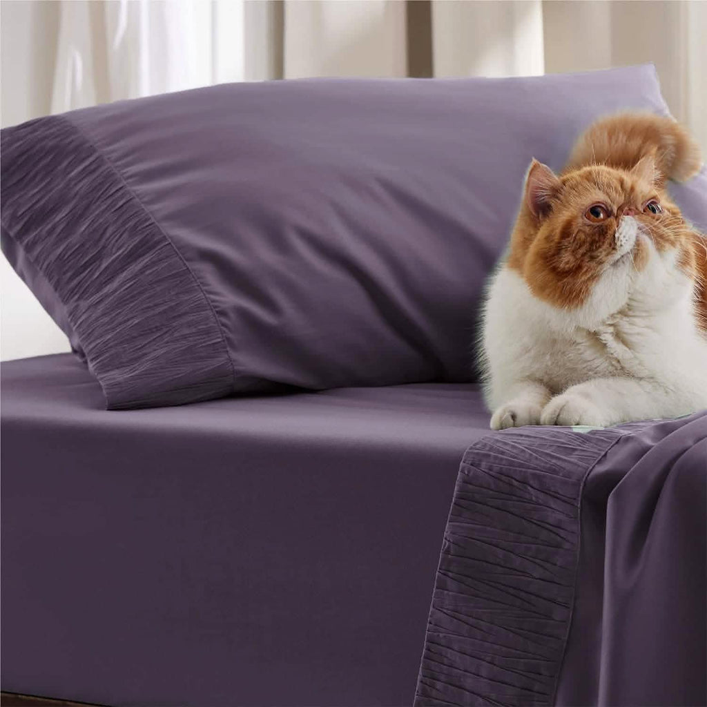 Bed Sheet Set, Ruched, Cooling Comfort, Breathable Construction for Master Bedrooms, Guest Beds and Daily Use, 7 Sizes and 14 Colors image 64