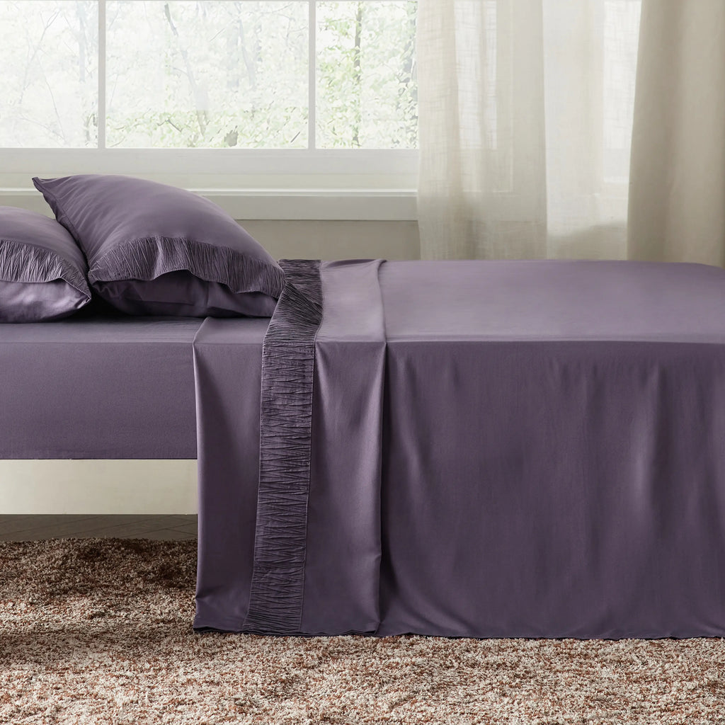 Bed Sheet Set, Ruched, Cooling Comfort, Breathable Construction for Master Bedrooms, Guest Beds and Daily Use, 7 Sizes and 14 Colors image 65