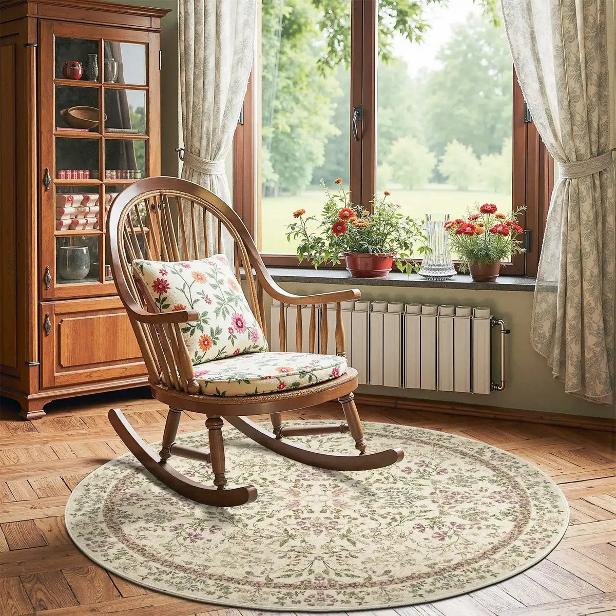 Area Rug, Vintage Foliage Floral, Lightweight Design, Non-Slip Design for Hallways, Dining Spaces and Home Decor, 19 Sizes and 4 Colors image 65