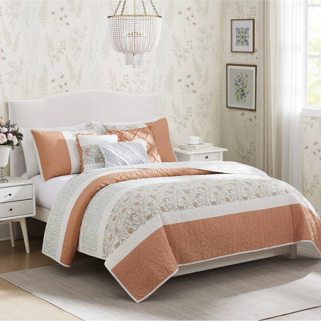 Cozy Throw Blanket, Dawn 6 Piece Cotton Percale Quilt Set, Machine-Washable Care for Sofas, Beds and Relaxing at Home, 2 Sizes and 5 Colors image 65