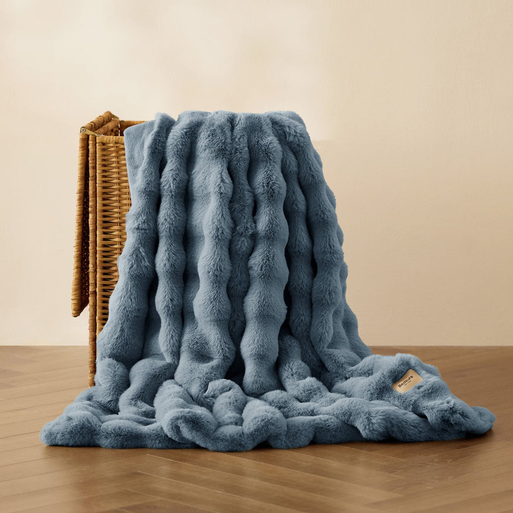Cozy Throw Blanket, Bubble Faux Fur, Machine-Washable Care for Living Rooms, Bedrooms and Everyday Lounging, 3 Sizes and 11 Colors image 65