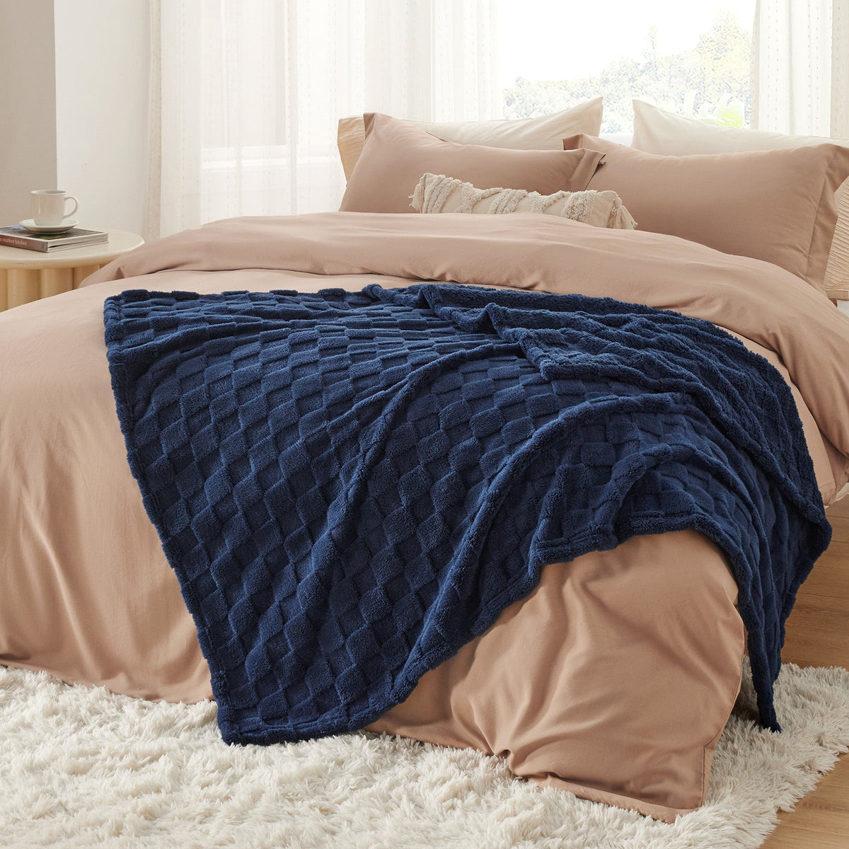 Cozy Throw Blanket, Jacquard Shaggy Sherpa for Living Rooms, Bedrooms and Everyday Lounging, 4 Sizes and 19 Colors image 65