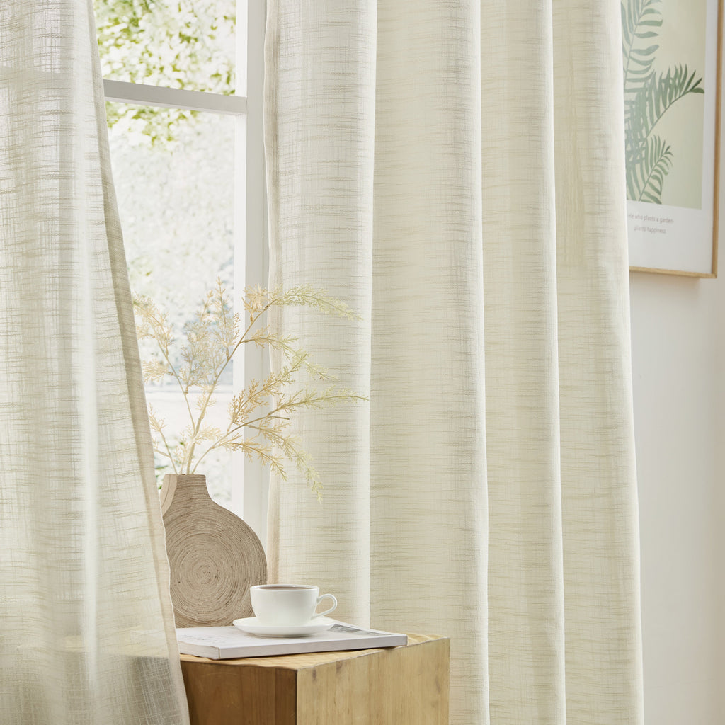 Window Curtain, Madison Faux Linen Sheer Grommet Panels for Bedrooms, Living Rooms and Home Privacy, 8 Sizes and 10 Colors image 65