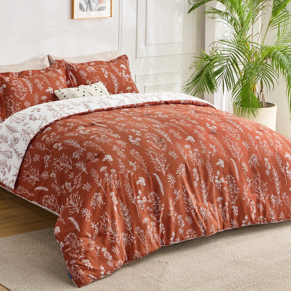 Down & Feather Comforter, Floral Set, Machine-Washable Care for Everyday Bedding and Comfortable Sleep, 7 Sizes and 13 Colors image 65