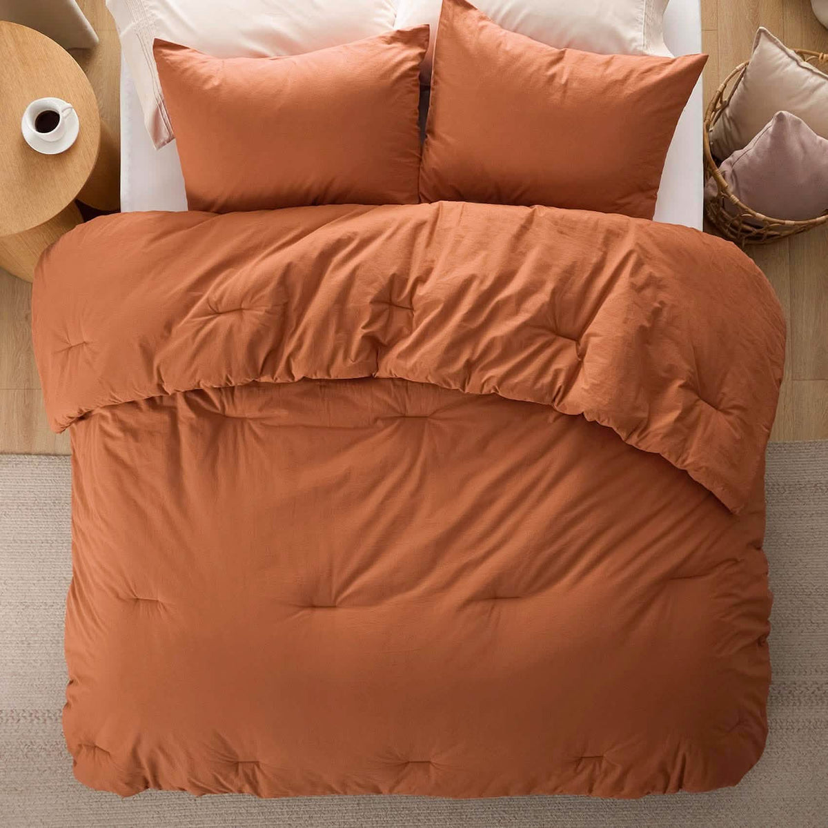 Bed Comforter, Prewashed Cotton Set for Year-Round Bedroom Comfort and Restful Sleep, 5 Sizes and 12 Colors image 65