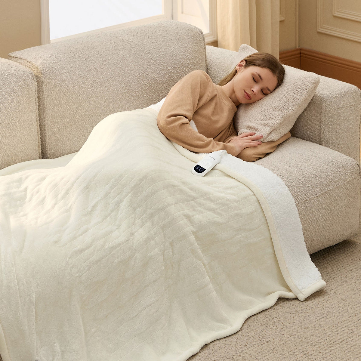 Cozy Throw Blanket, Solid Flannel Heated for Sofas, Beds and Relaxing at Home, 5 Sizes and 11 Colors image 66
