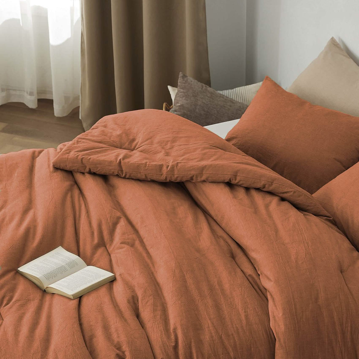 Bed Comforter, Prewashed Cotton Set for Year-Round Bedroom Comfort and Restful Sleep, 5 Sizes and 12 Colors image 66