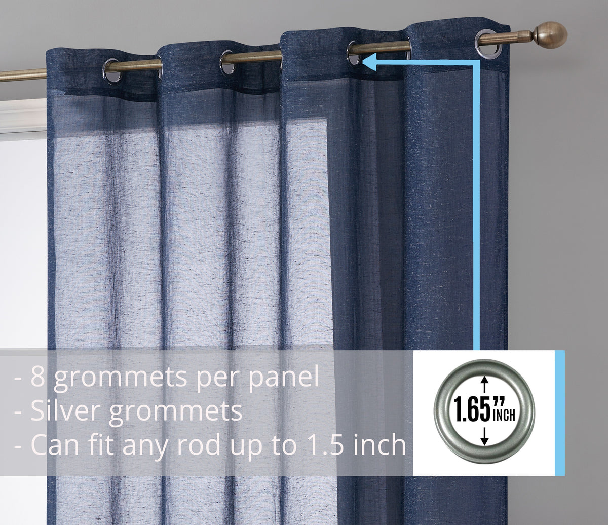 Window Curtain, Sierra Linen Sheer Grommet Panels for Windows, Room Styling and Everyday Privacy, 4 Sizes and 5 Colors image 66