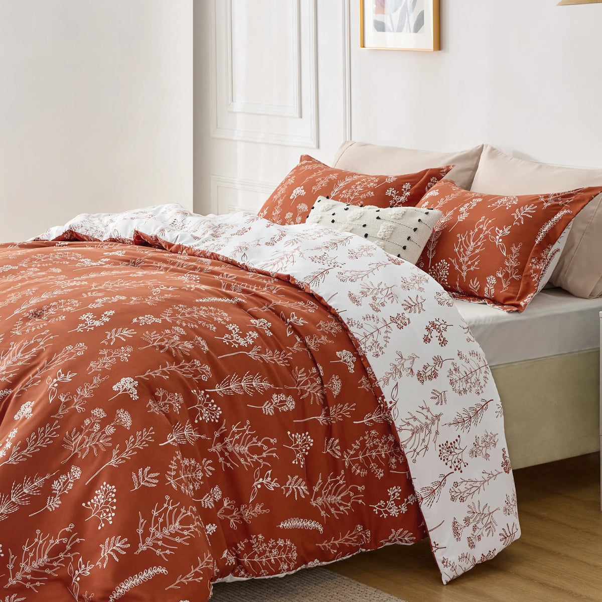 Down & Feather Comforter, Floral Set, Machine-Washable Care for Everyday Bedding and Comfortable Sleep, 7 Sizes and 13 Colors image 66