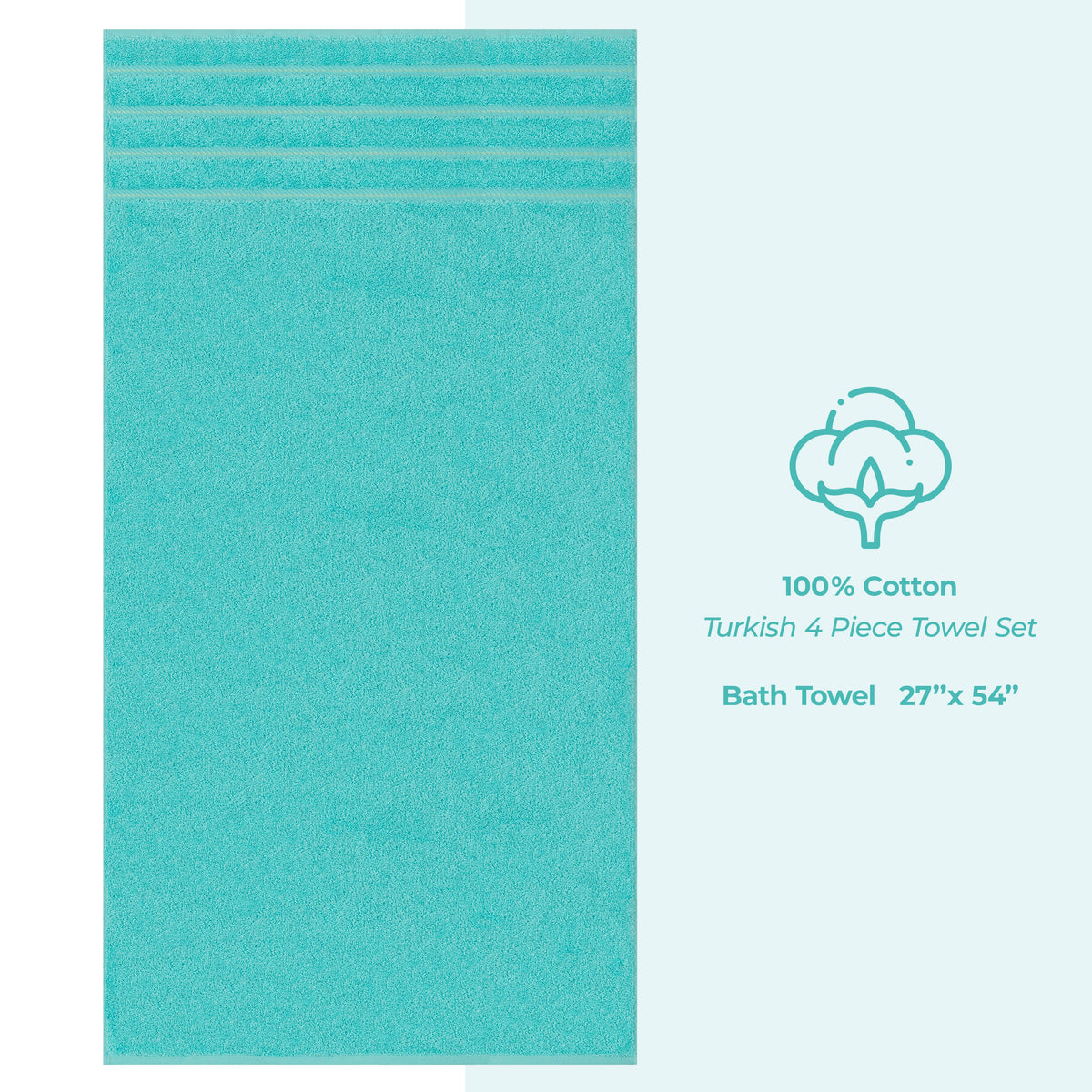 Bath Towel Set, 100% Cotton Turkish Towels for Bathroom, 4 for Home Bathrooms and Everyday Care, 21 Color Options image 67
