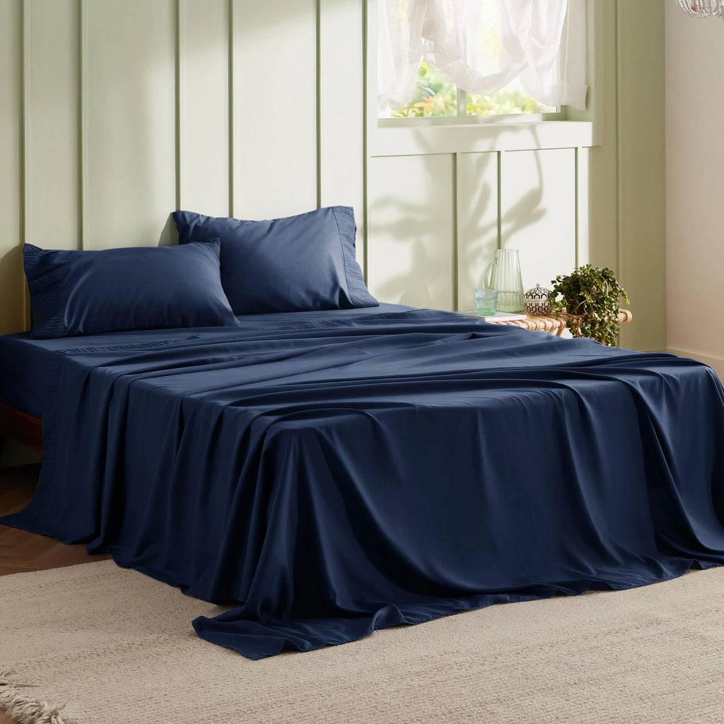 Bed Sheet Set, Ruched, Cooling Comfort, Breathable Construction for Master Bedrooms, Guest Beds and Daily Use, 7 Sizes and 14 Colors image 67