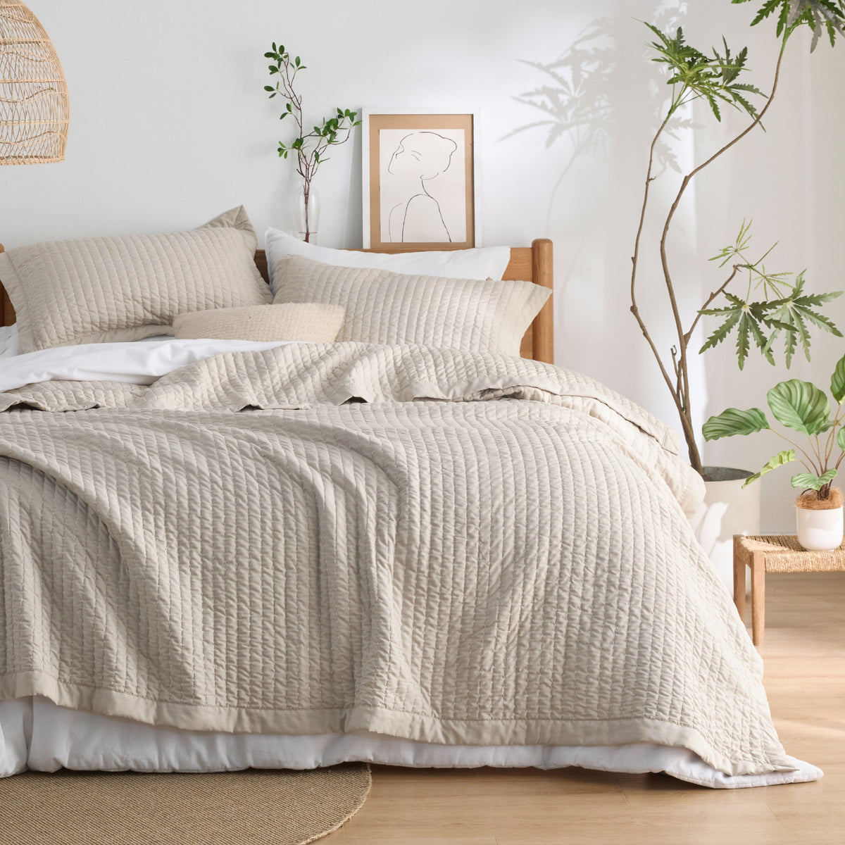 Cozy Throw Blanket, Corduroy Pattern Quilt Set, Breathable Construction for Living Rooms, Bedrooms and Everyday Lounging image 67