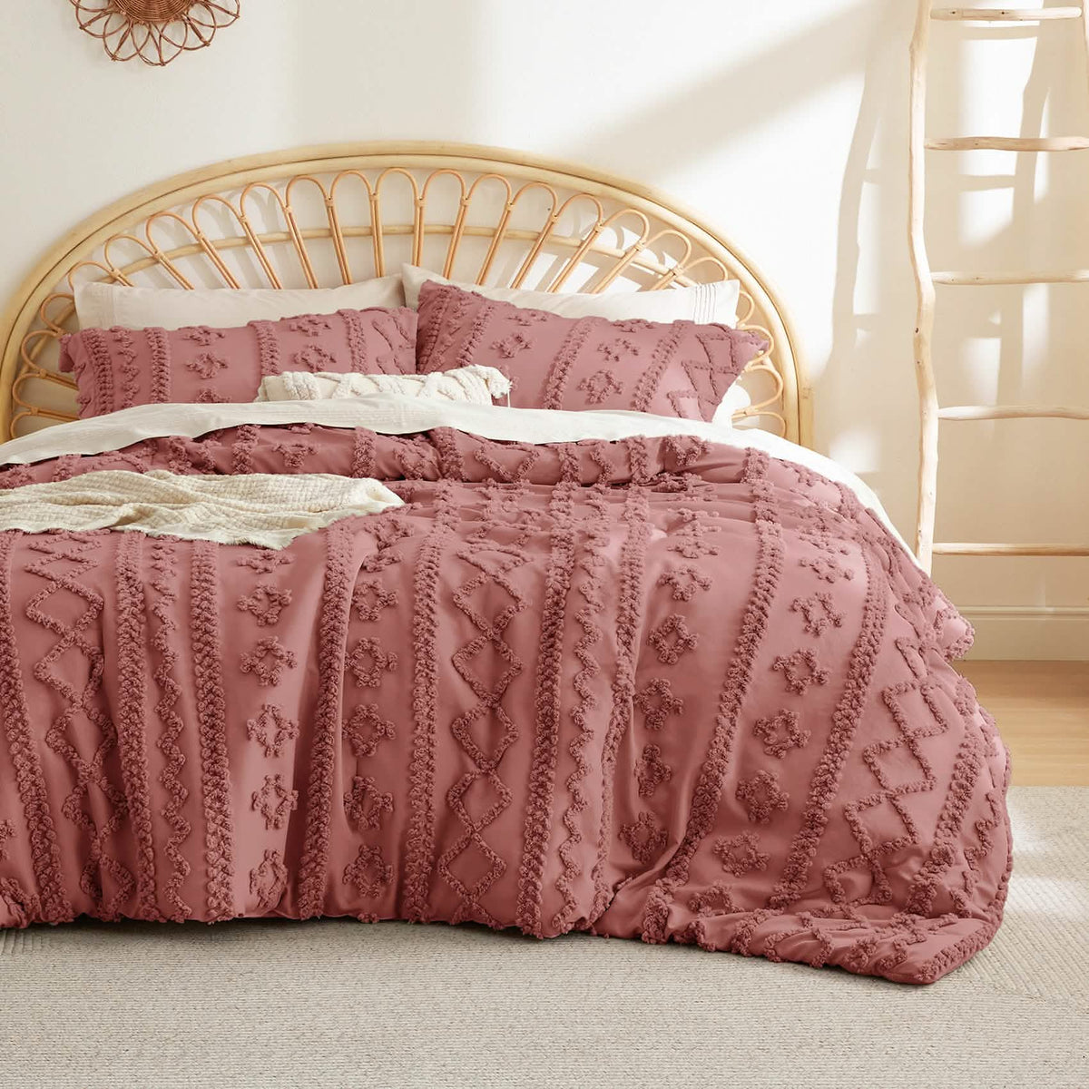 Bed Comforter, Boho Deluxe Embroidery Set, Breathable Construction, Machine-Washable Care for Everyday Bedding and Comfortable Sleep image 67