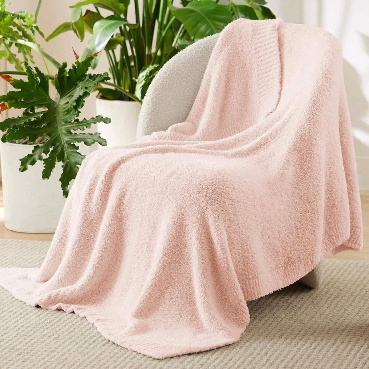 Cozy Throw Blanket, Feather Yarn, Lightweight Design, Machine-Washable Care for Sofas, Beds and Relaxing at Home, 2 Sizes and 12 Colors image 67