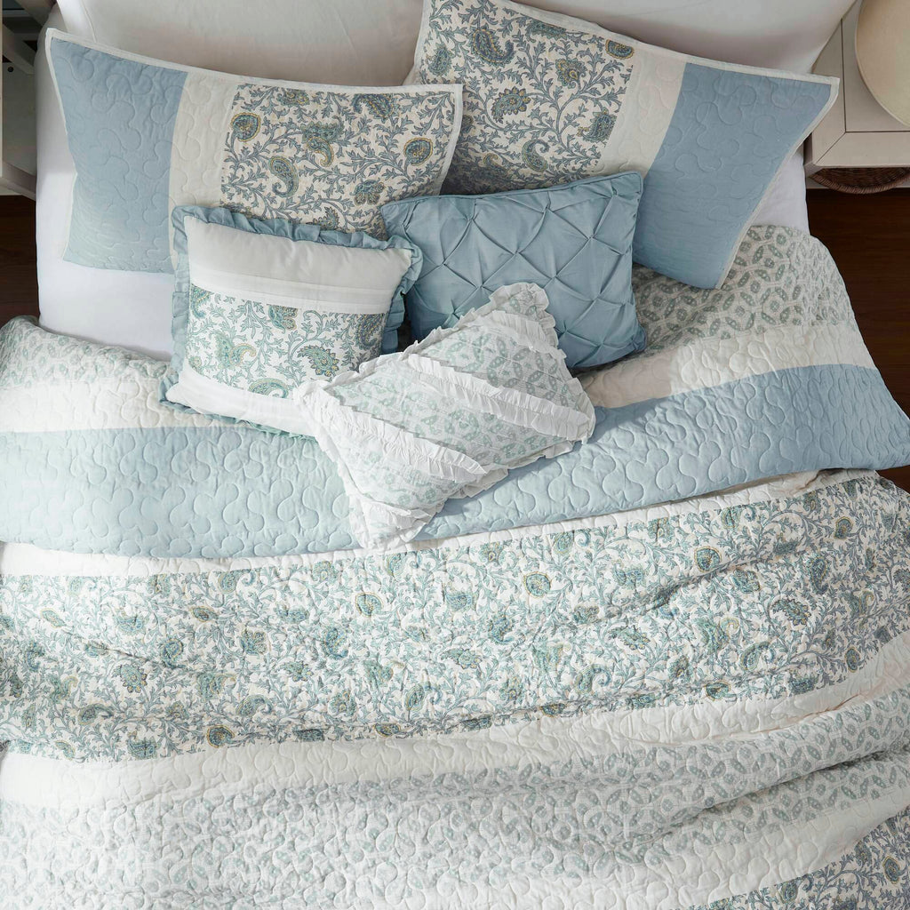 Cozy Throw Blanket, Dawn 6 Piece Cotton Percale Quilt Set, Machine-Washable Care for Sofas, Beds and Relaxing at Home, 2 Sizes and 5 Colors image 68