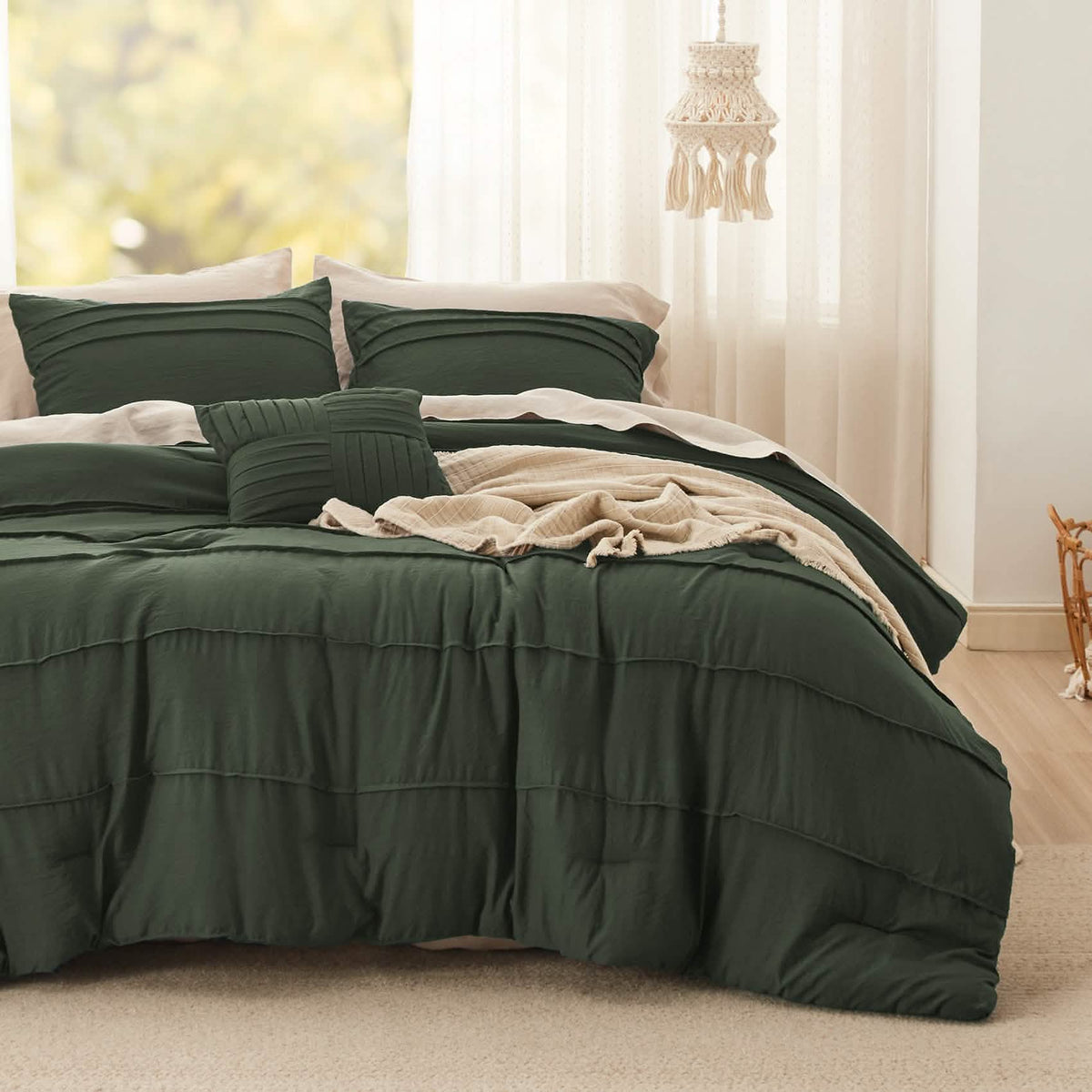 Bed Comforter, Pinch Pleat Set for Year-Round Bedroom Comfort and Restful Sleep, 5 Sizes and 19 Colors image 68