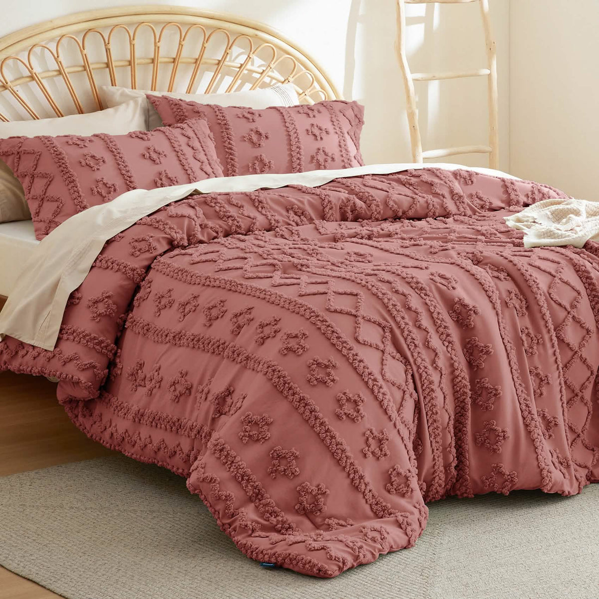 Bed Comforter, Boho Deluxe Embroidery Set, Breathable Construction, Machine-Washable Care for Everyday Bedding and Comfortable Sleep image 69