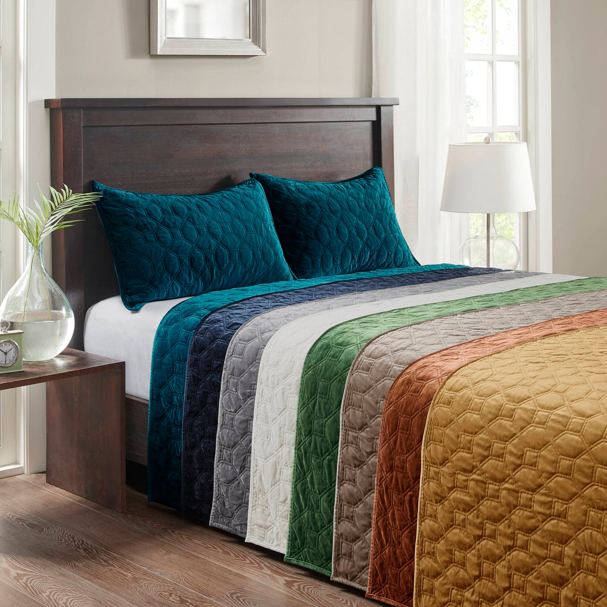 Cozy Throw Blanket, Harper 3 Piece Velvet Quilt Set, Machine-Washable Care for Sofas, Beds and Relaxing at Home, 2 Sizes and 7 Colors image 69