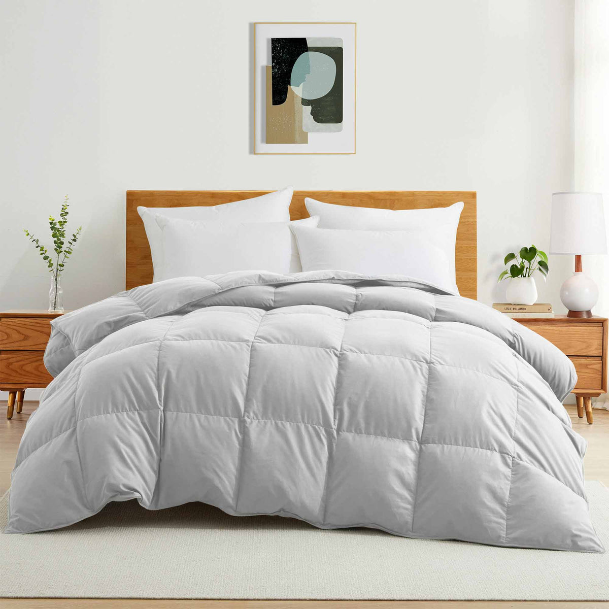 Down & Feather Comforter, Goose, Lightweight Design, Machine-Washable Care for Everyday Bedding and Comfortable Sleep, 4 Sizes and 8 Colors image 69