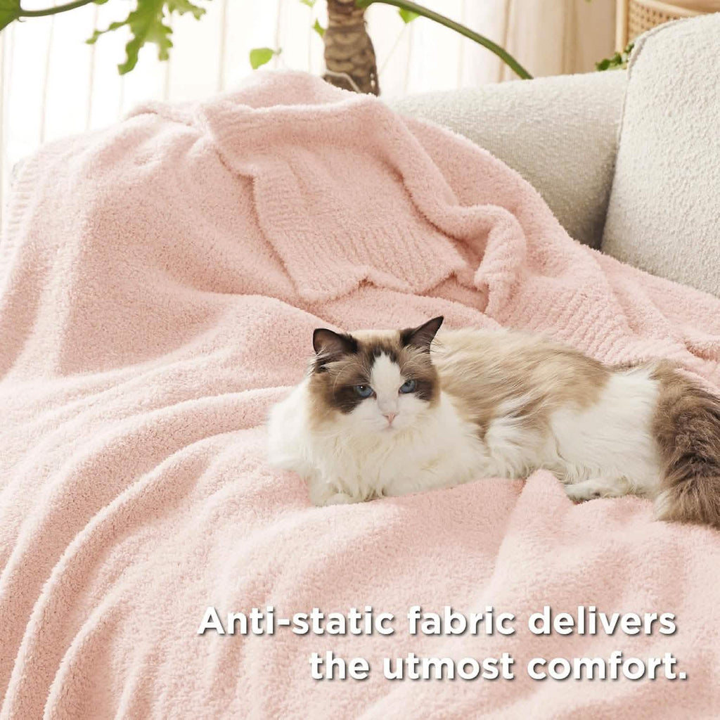 Cozy Throw Blanket, Feather Yarn, Lightweight Design, Machine-Washable Care for Sofas, Beds and Relaxing at Home, 2 Sizes and 12 Colors image 70