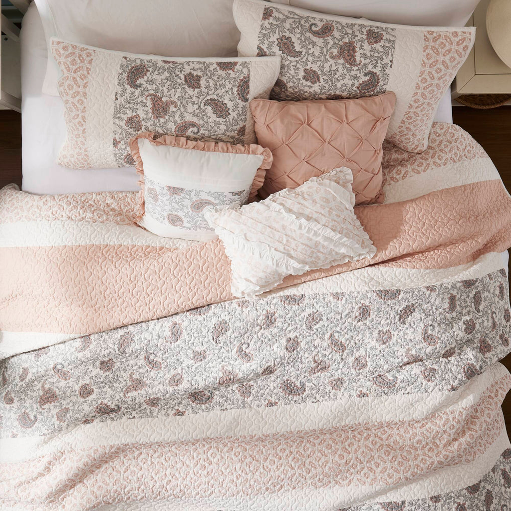 Cozy Throw Blanket, Dawn 6 Piece Cotton Percale Quilt Set, Machine-Washable Care for Sofas, Beds and Relaxing at Home, 2 Sizes and 5 Colors image 70