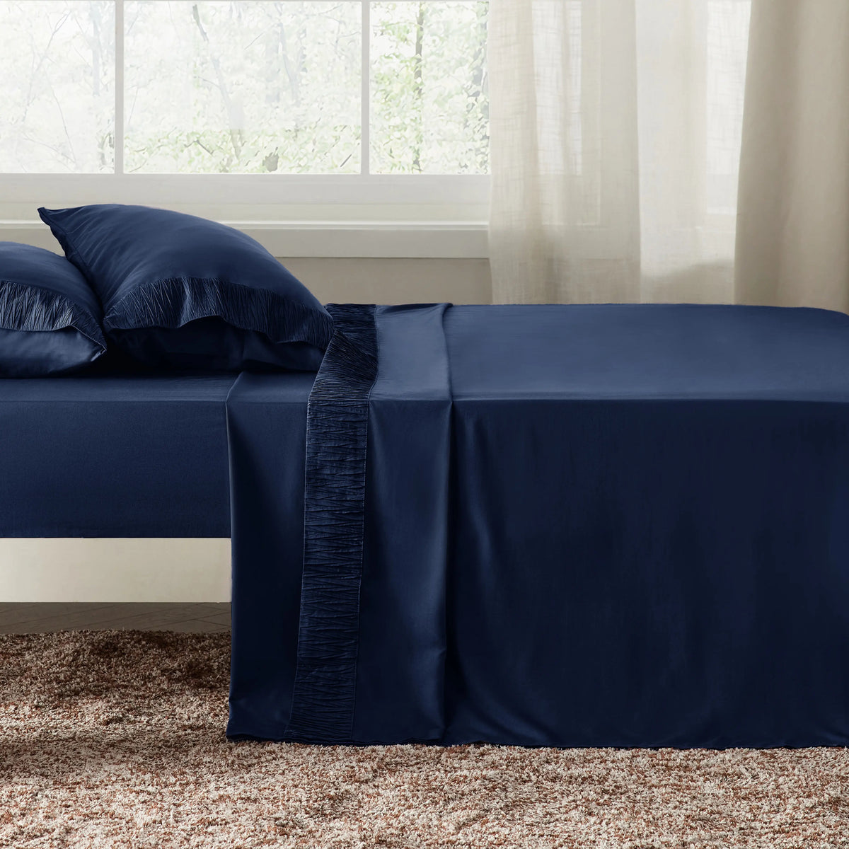 Bed Sheet Set, Ruched, Cooling Comfort, Breathable Construction for Master Bedrooms, Guest Beds and Daily Use, 7 Sizes and 14 Colors image 70