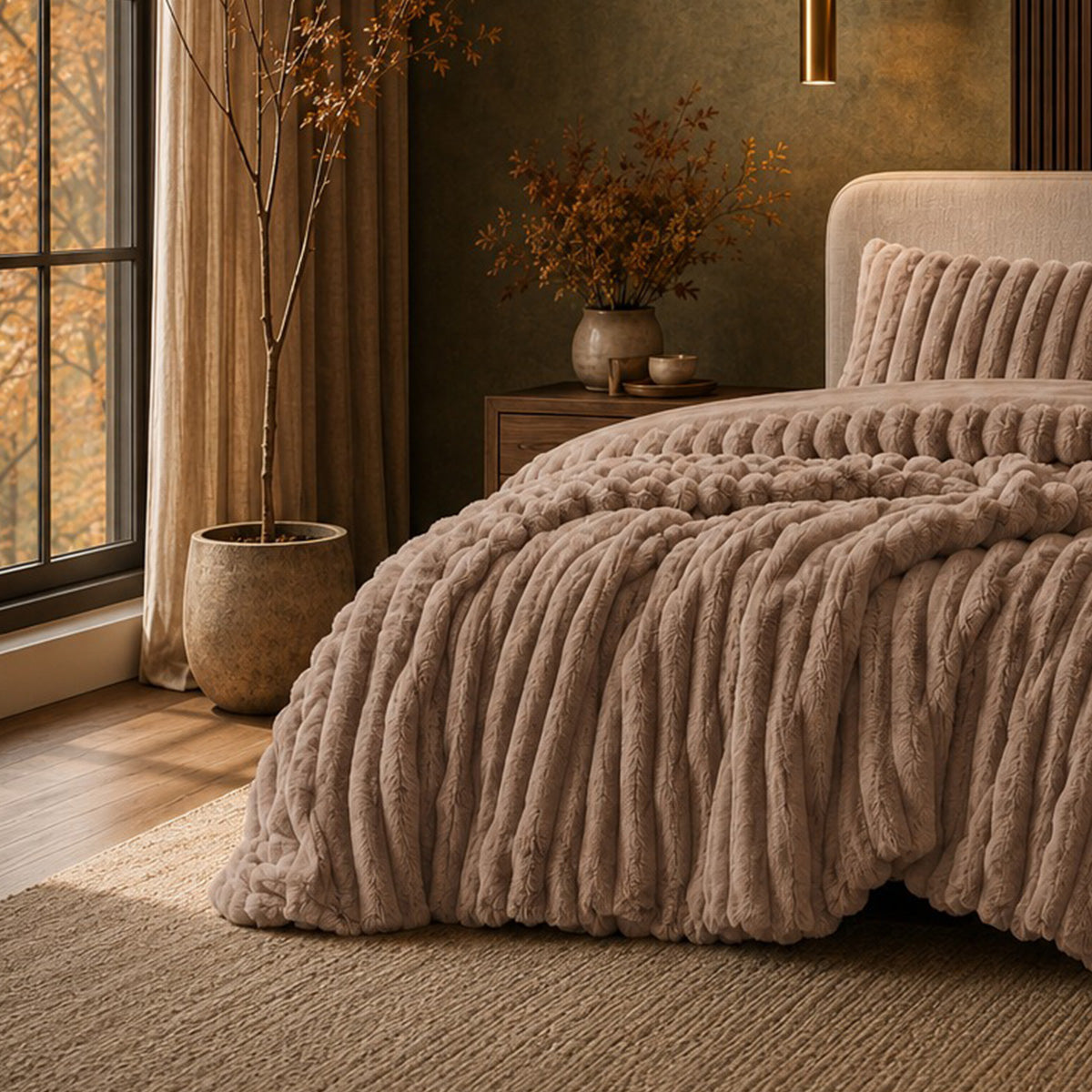 Bed Comforter, Jasmine Ultrasoft Faux Fur Ribbed Set, Lightweight Design for Year-Round Bedroom Comfort and Restful Sleep image 70