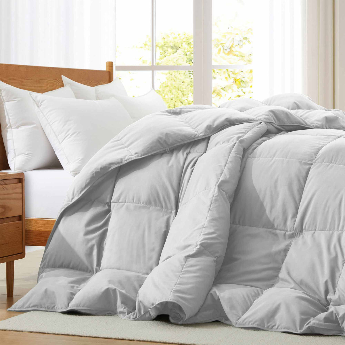 Down & Feather Comforter, Goose, Lightweight Design, Machine-Washable Care for Everyday Bedding and Comfortable Sleep, 4 Sizes and 8 Colors image 70