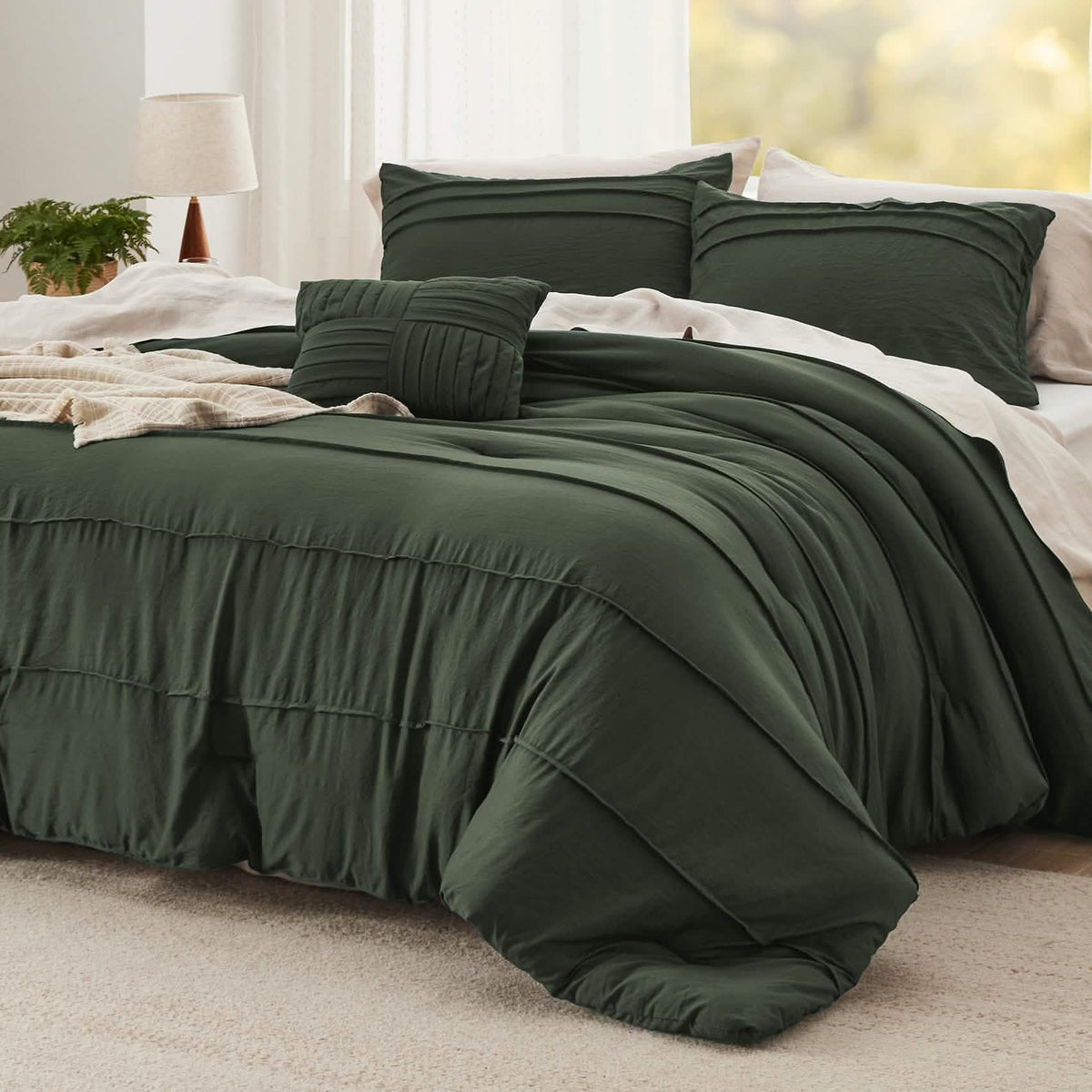Bed Comforter, Pinch Pleat Set for Year-Round Bedroom Comfort and Restful Sleep, 5 Sizes and 19 Colors image 71