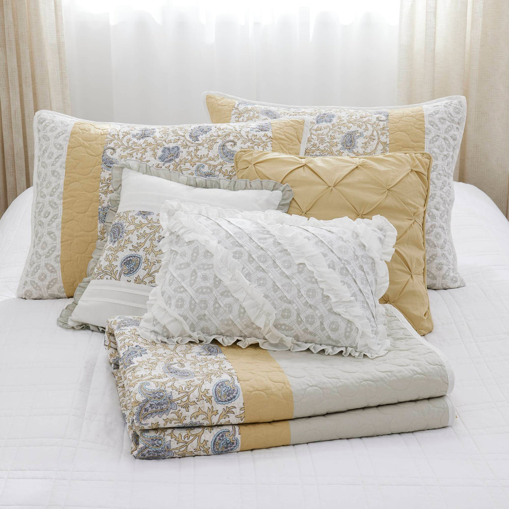 Cozy Throw Blanket, Dawn 6 Piece Cotton Percale Quilt Set, Machine-Washable Care for Sofas, Beds and Relaxing at Home, 2 Sizes and 5 Colors image 71