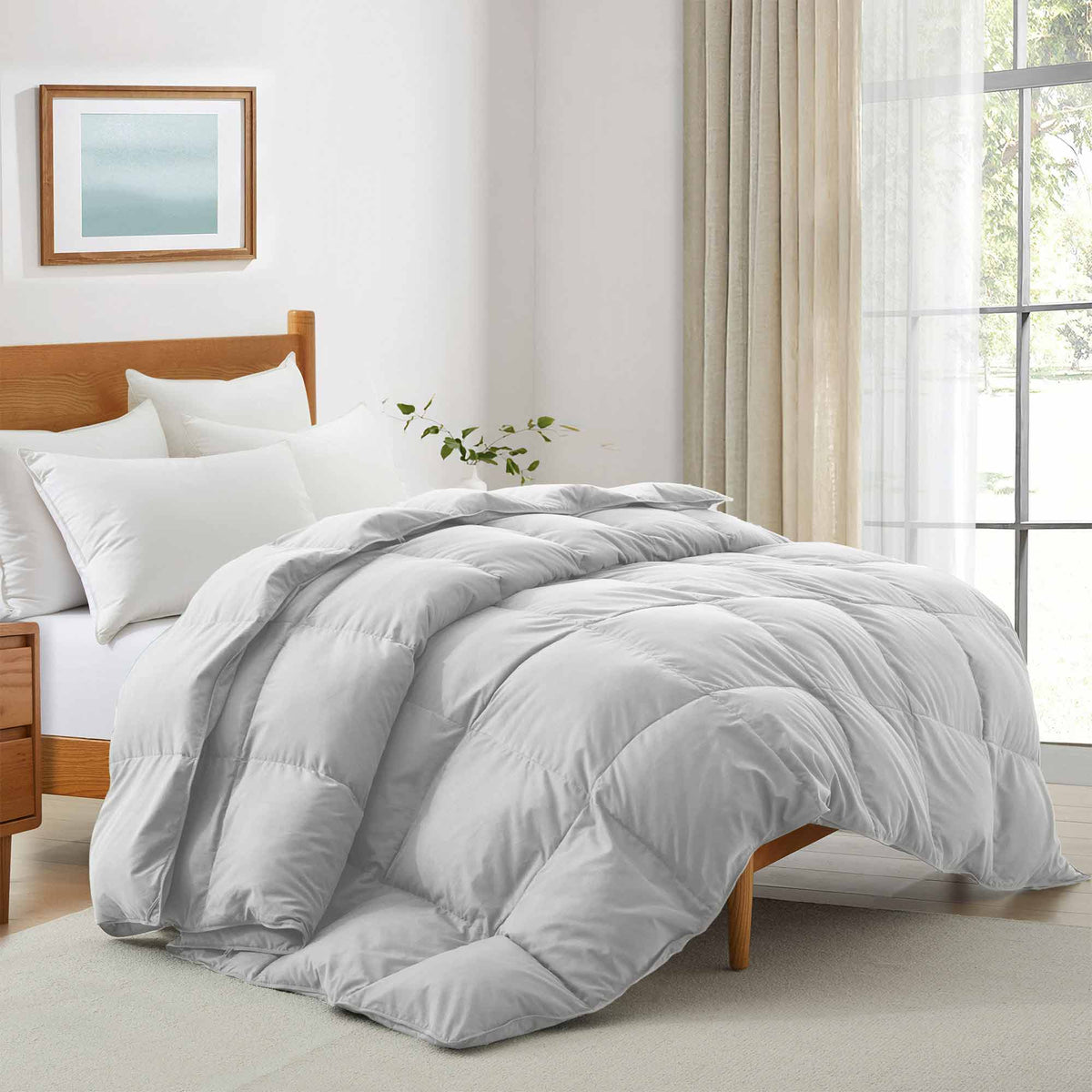 Down & Feather Comforter, Goose, Lightweight Design, Machine-Washable Care for Everyday Bedding and Comfortable Sleep, 4 Sizes and 8 Colors image 71