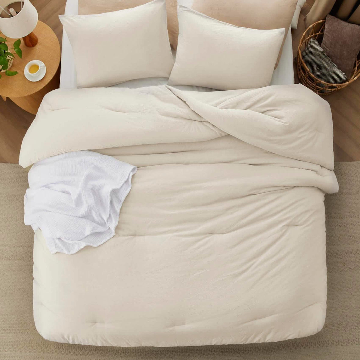 Bed Comforter, Prewashed Cotton Set for Year-Round Bedroom Comfort and Restful Sleep, 5 Sizes and 12 Colors image 71