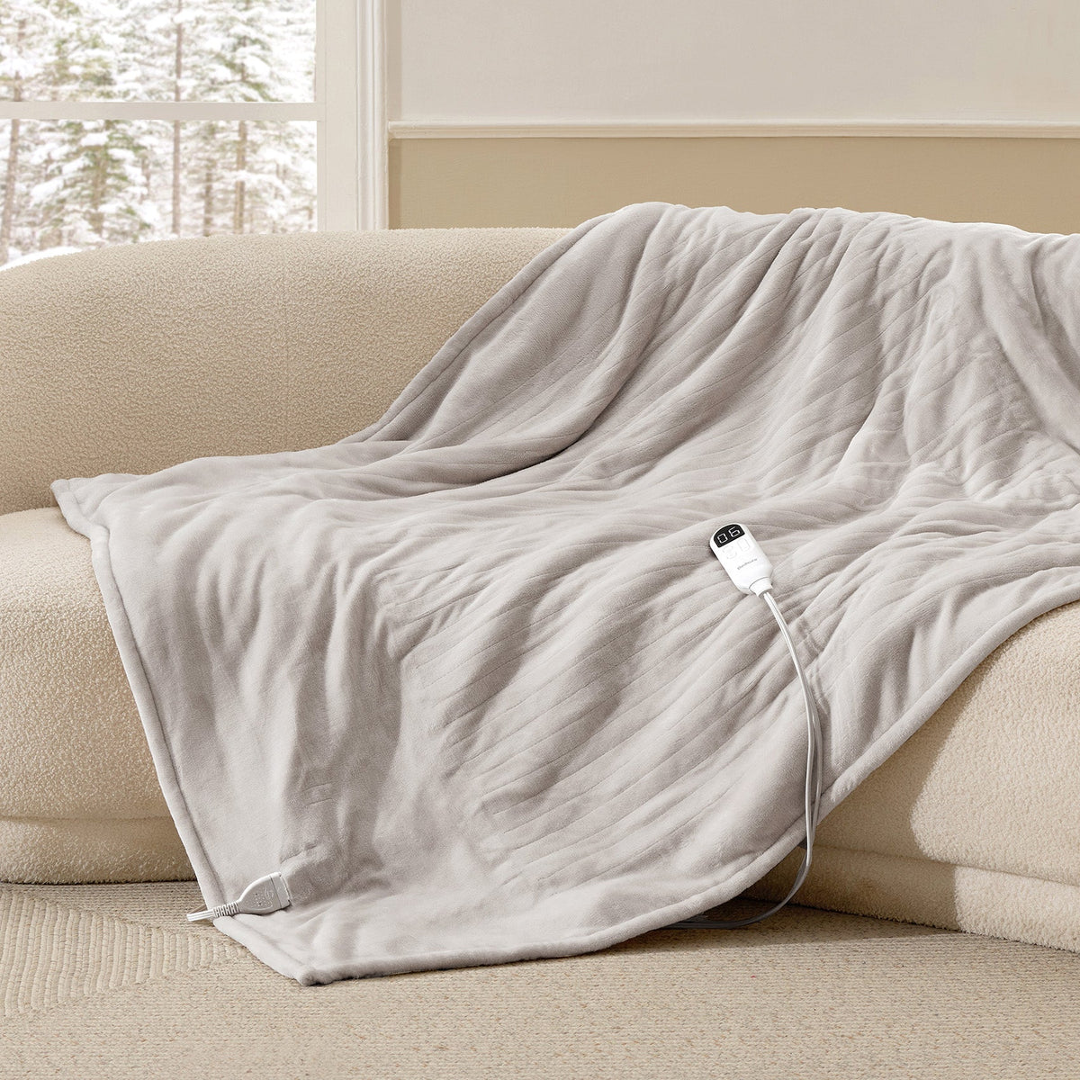 Cozy Throw Blanket, Solid Flannel Heated for Sofas, Beds and Relaxing at Home, 5 Sizes and 11 Colors image 72