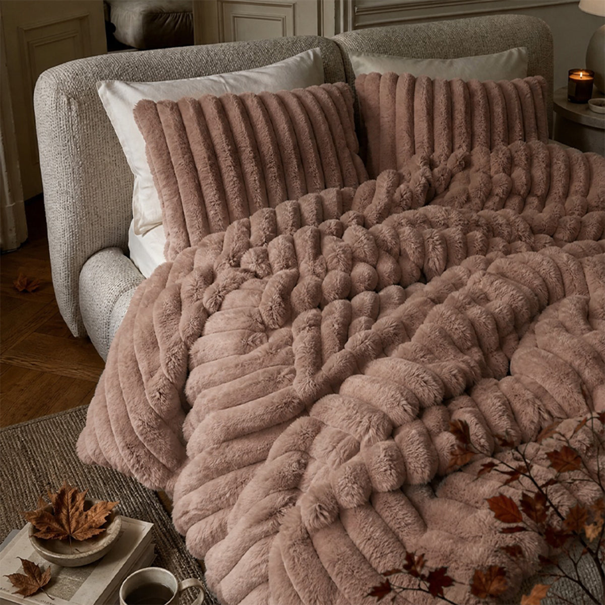Bed Comforter, Jasmine Ultrasoft Faux Fur Ribbed Set, Lightweight Design for Year-Round Bedroom Comfort and Restful Sleep image 73