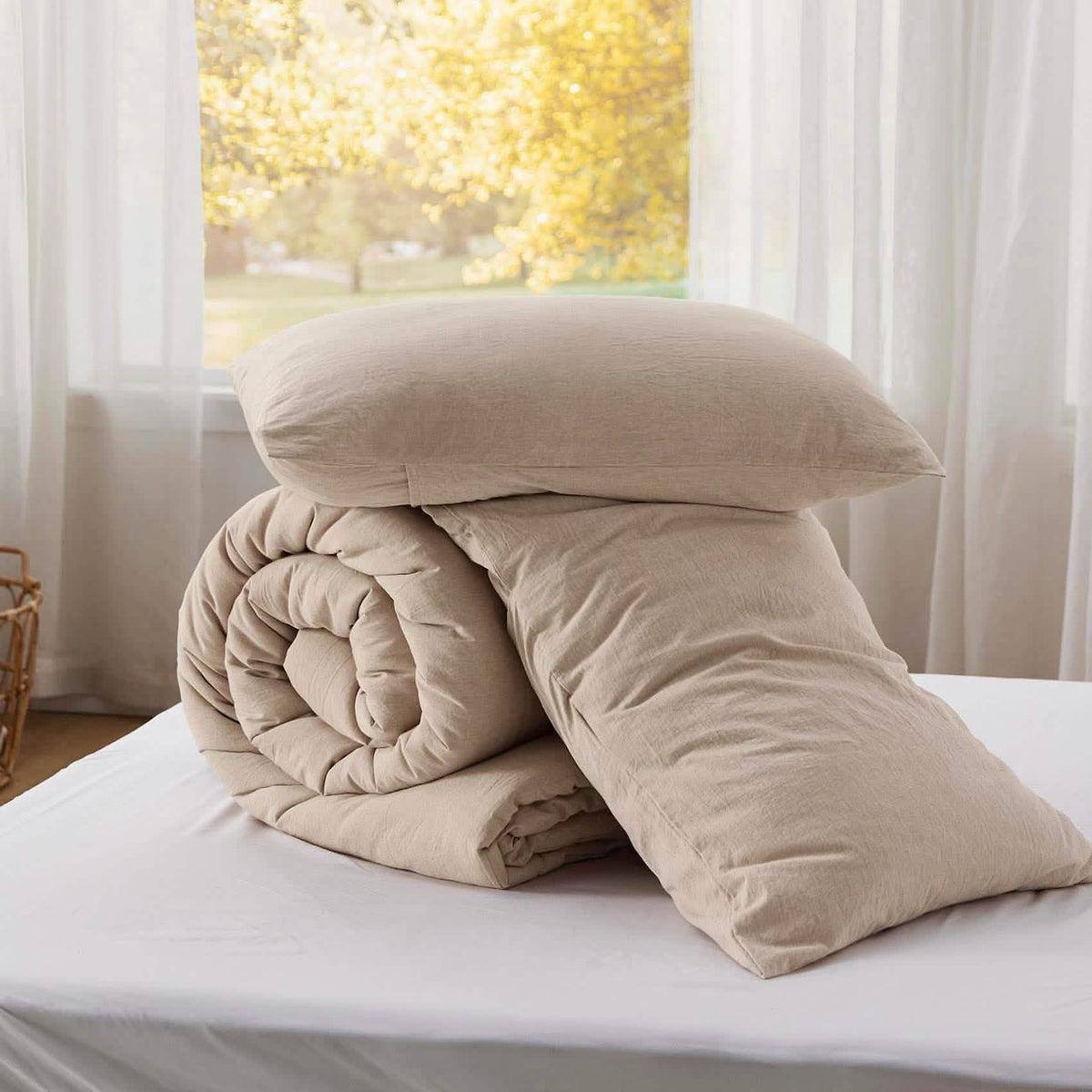 Bed Comforter, Prewashed Cotton Set for Year-Round Bedroom Comfort and Restful Sleep, 5 Sizes and 12 Colors image 73