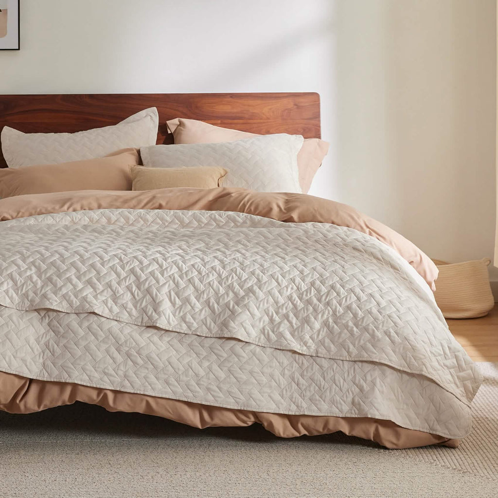 Cozy Throw Blanket, Basket weave Quilt Set, Lightweight Design for Living Rooms, Bedrooms and Everyday Lounging, 6 Sizes and 17 Colors image 73