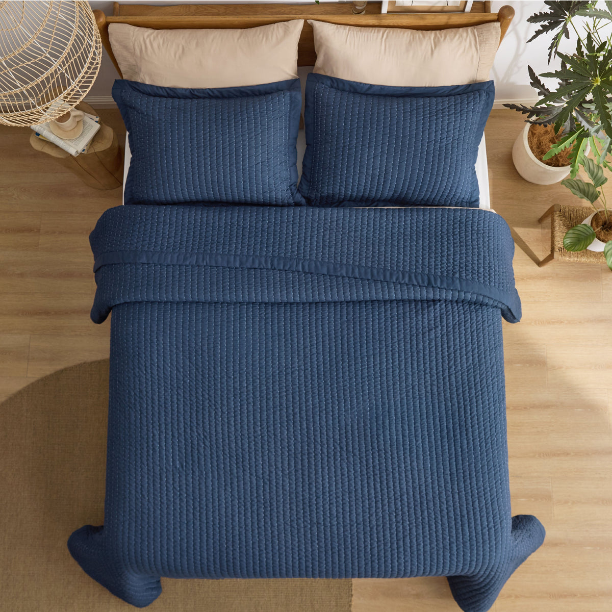 Cozy Throw Blanket, Corduroy Pattern Quilt Set, Breathable Construction for Living Rooms, Bedrooms and Everyday Lounging image 73