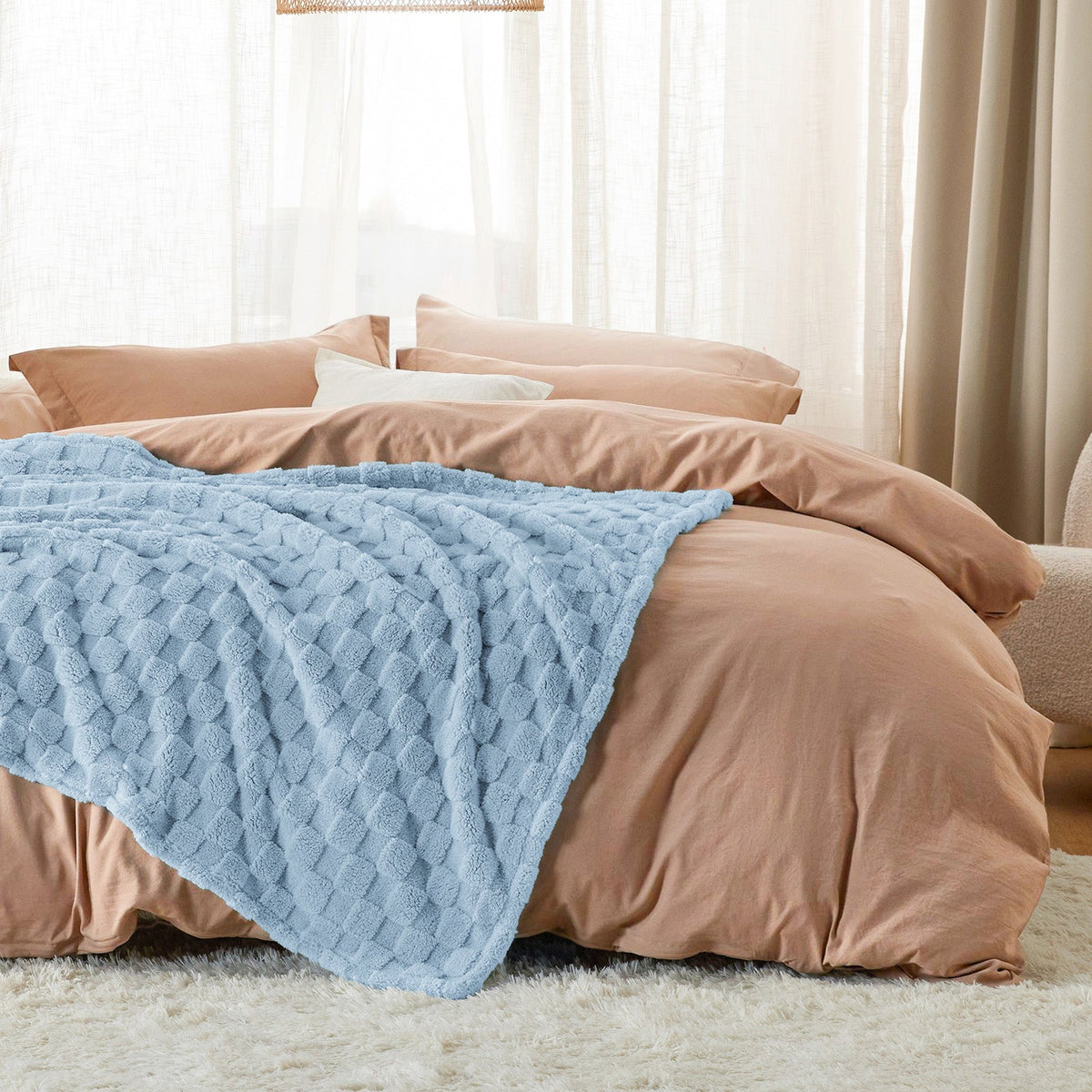 Cozy Throw Blanket, Jacquard Shaggy Sherpa for Living Rooms, Bedrooms and Everyday Lounging, 4 Sizes and 19 Colors image 74