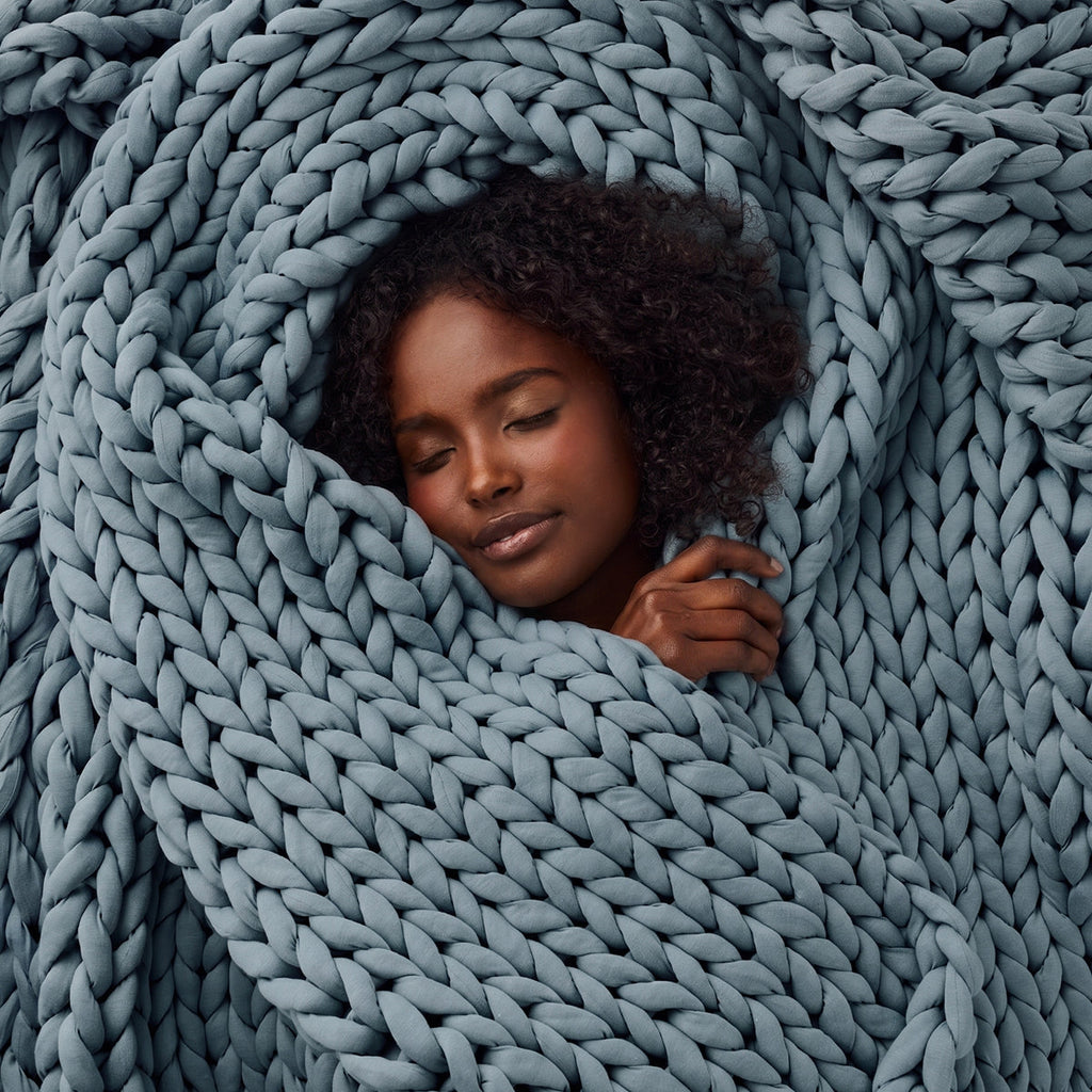 Cozy Throw Blanket, Cotton Weighted for Sofas, Beds and Relaxing at Home, 32 Color Options image 75