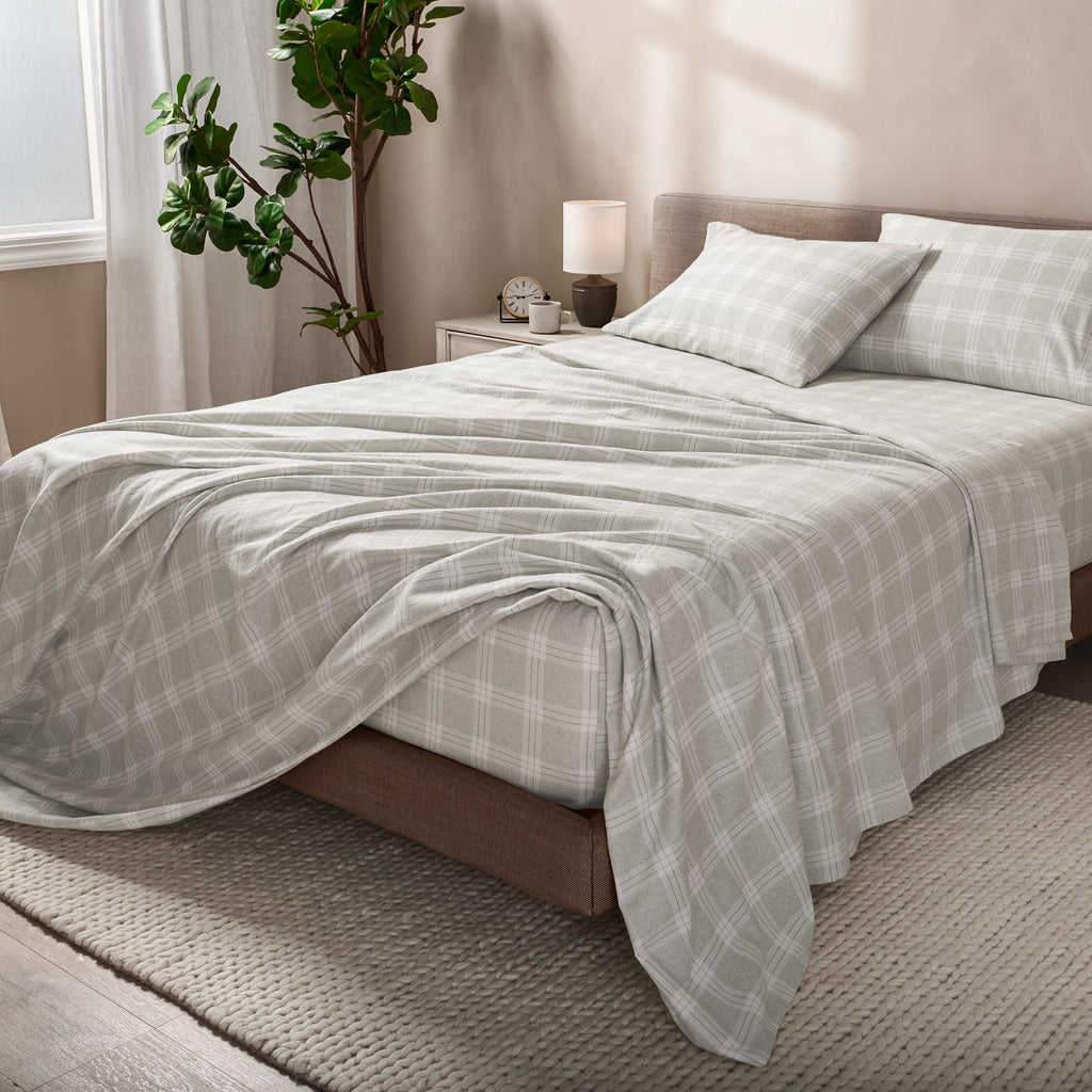 Bed Sheet Set, Cotton Flannel Prints for Master Bedrooms, Guest Beds and Daily Use, 7 Sizes and 30 Colors image 75