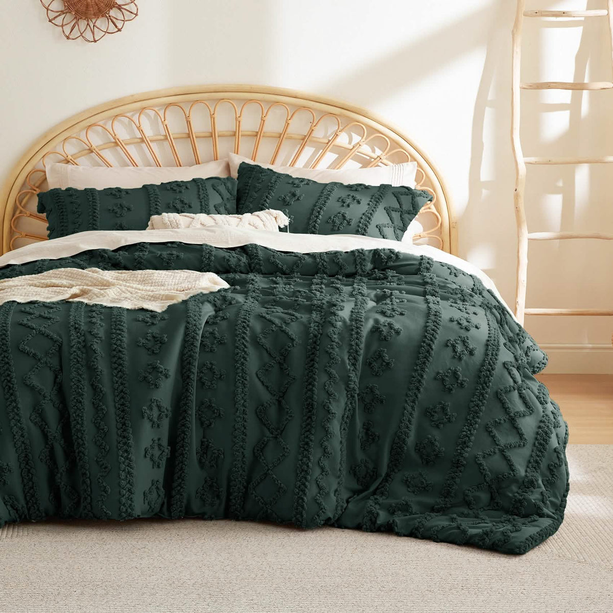 Bed Comforter, Boho Deluxe Embroidery Set, Breathable Construction, Machine-Washable Care for Everyday Bedding and Comfortable Sleep image 75