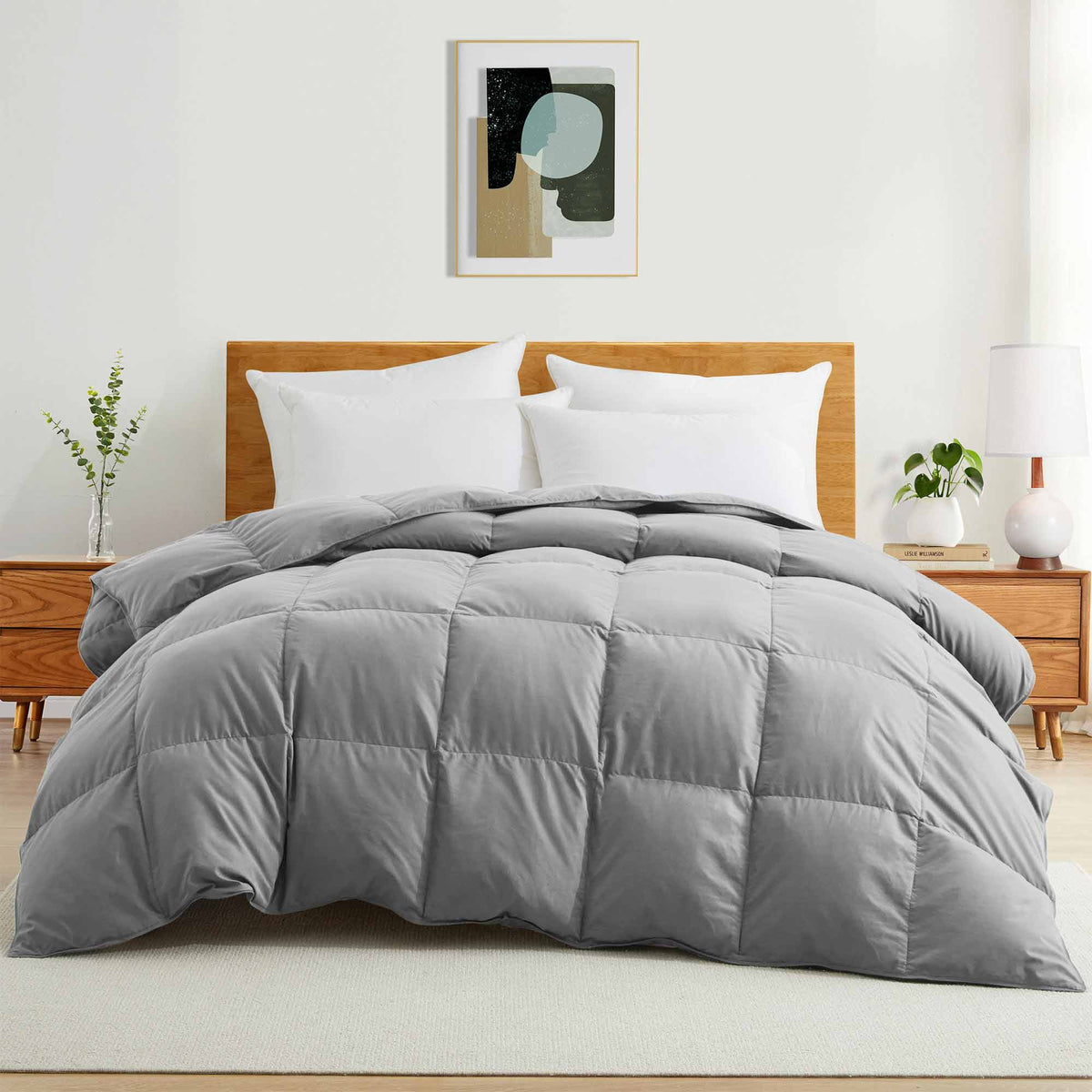Down & Feather Comforter, Goose, Lightweight Design, Machine-Washable Care for Everyday Bedding and Comfortable Sleep, 4 Sizes and 8 Colors image 76
