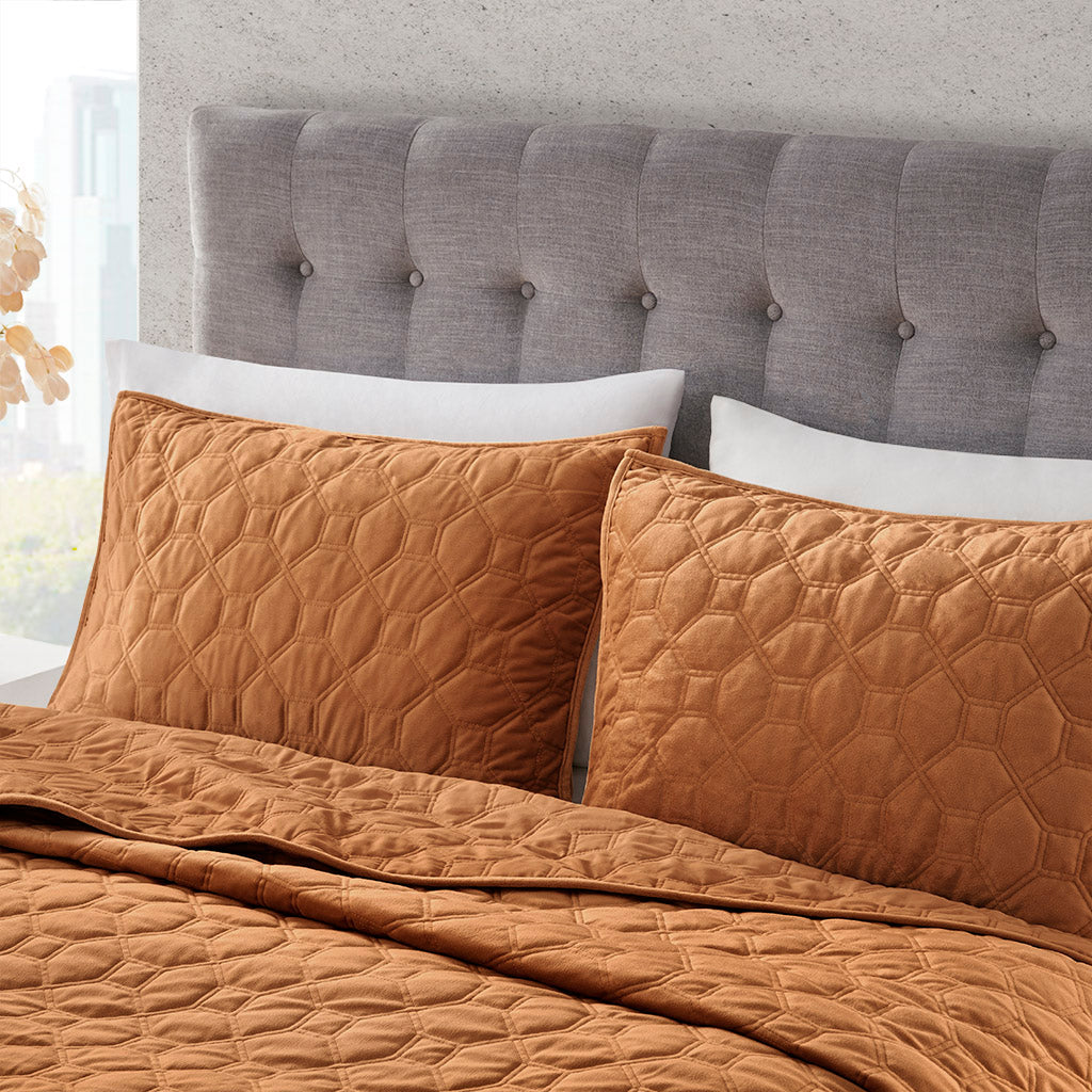 Cozy Throw Blanket, Harper 3 Piece Velvet Quilt Set, Machine-Washable Care for Sofas, Beds and Relaxing at Home, 2 Sizes and 7 Colors image 76