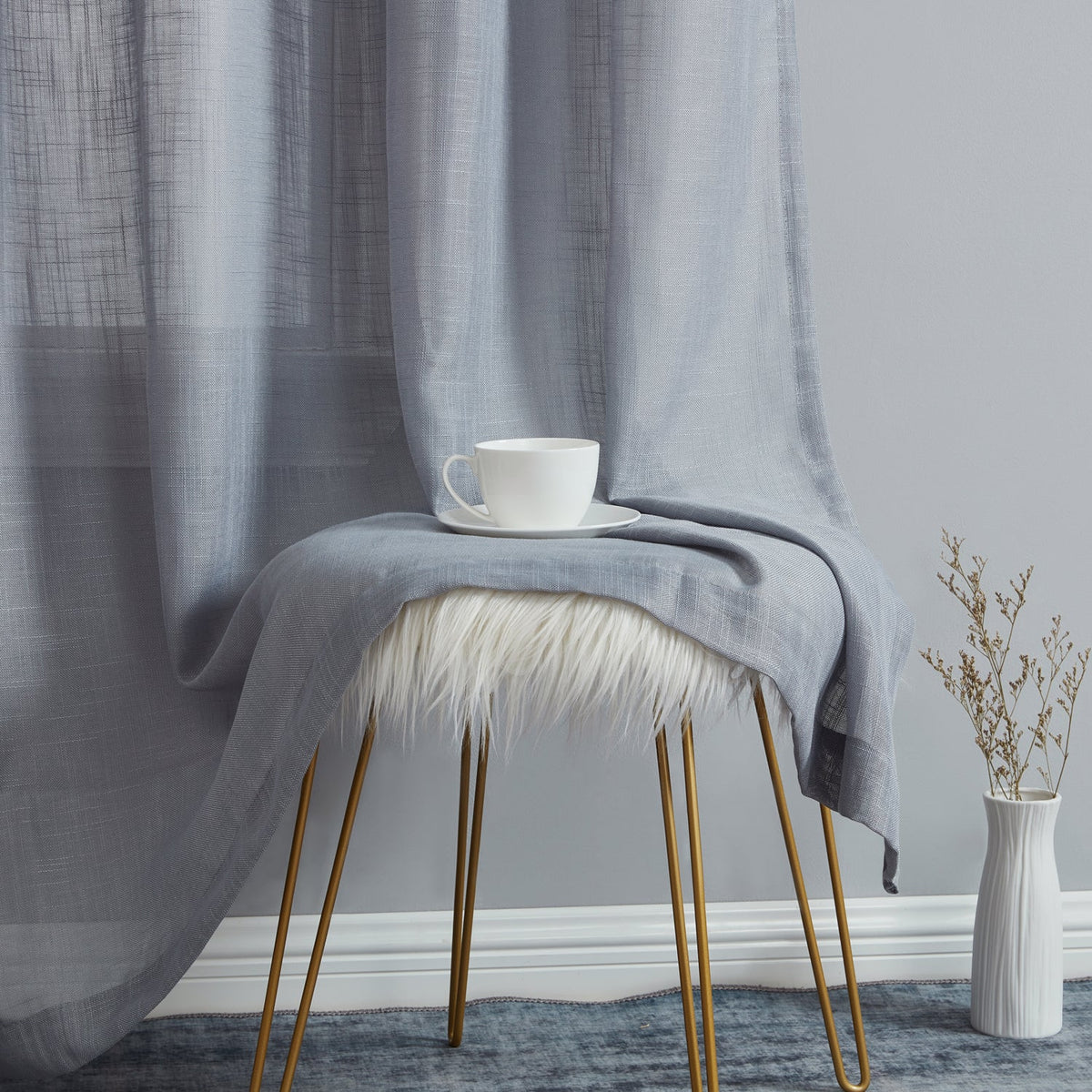 Window Curtain, Privacy Faux Linen Textured Semi Sheer Panels for Windows, Room Styling and Everyday Privacy, 7 Sizes and 14 Colors image 76