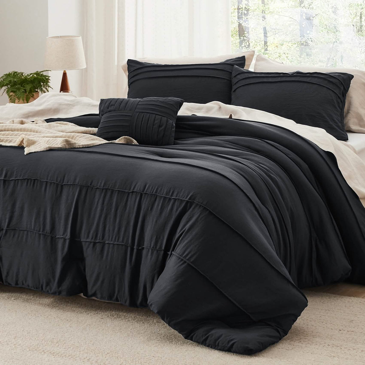 Bed Comforter, Pinch Pleat Set for Year-Round Bedroom Comfort and Restful Sleep, 5 Sizes and 19 Colors image 77