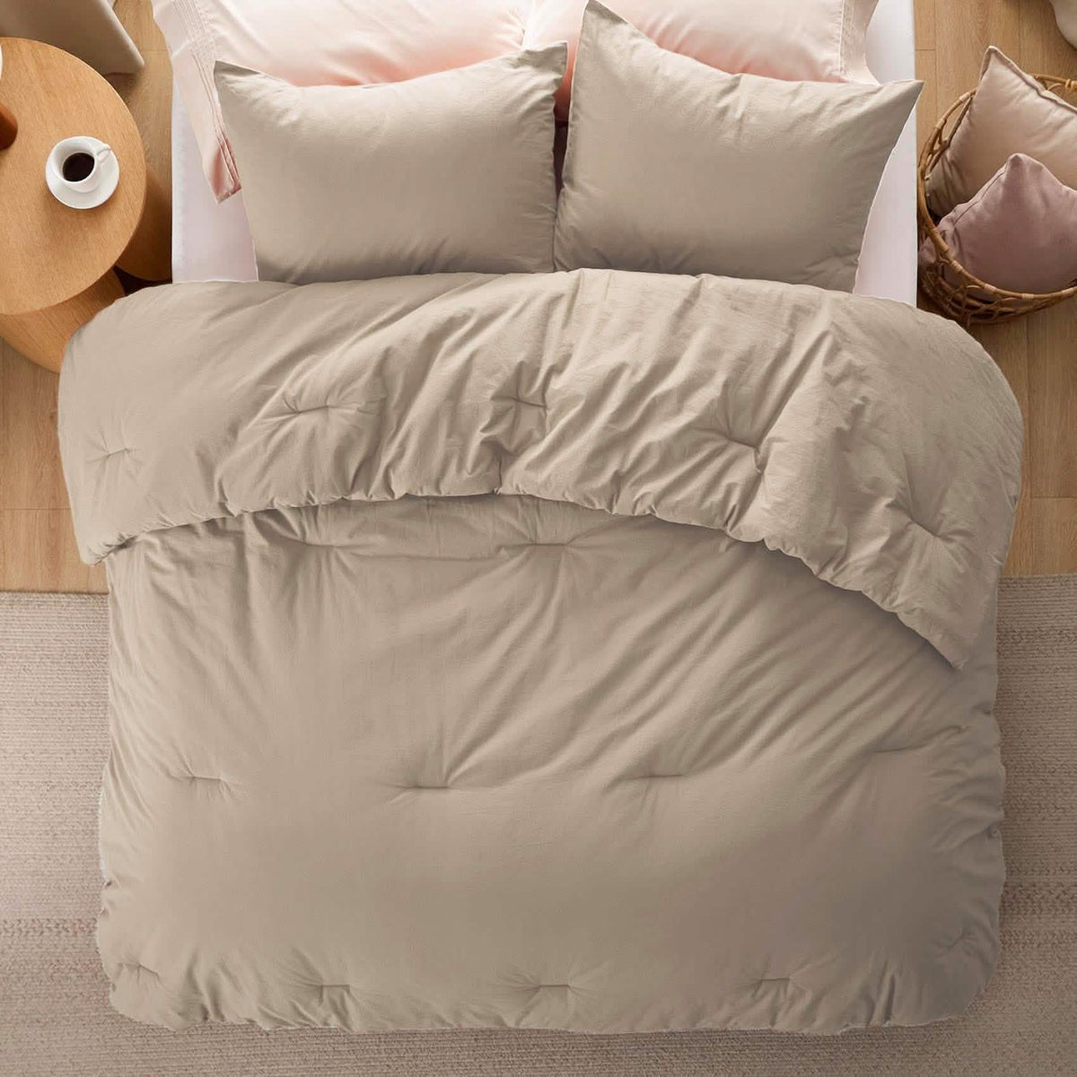 Bed Comforter, Prewashed Cotton Set for Year-Round Bedroom Comfort and Restful Sleep, 5 Sizes and 12 Colors image 77