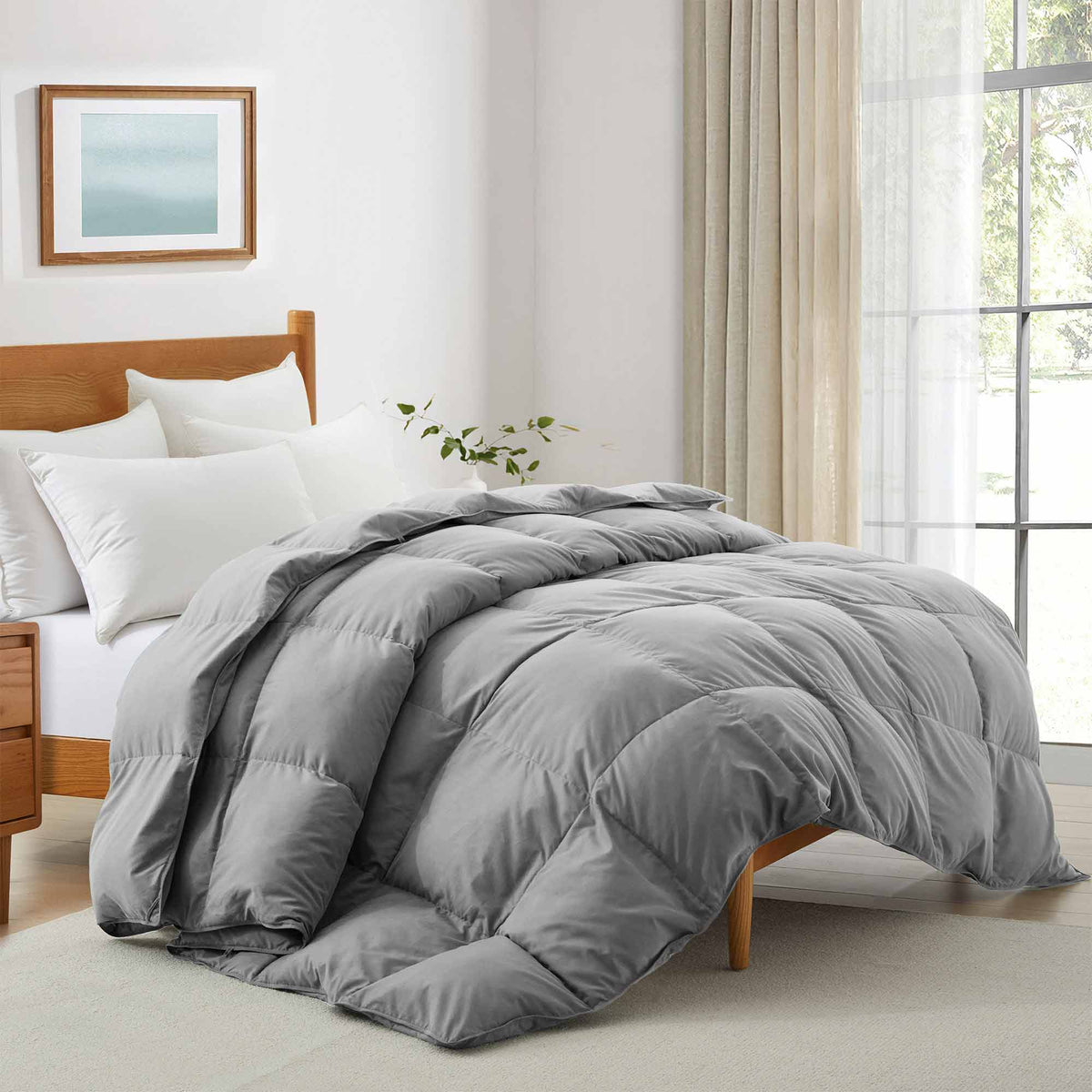 Down & Feather Comforter, Goose, Lightweight Design, Machine-Washable Care for Everyday Bedding and Comfortable Sleep, 4 Sizes and 8 Colors image 78