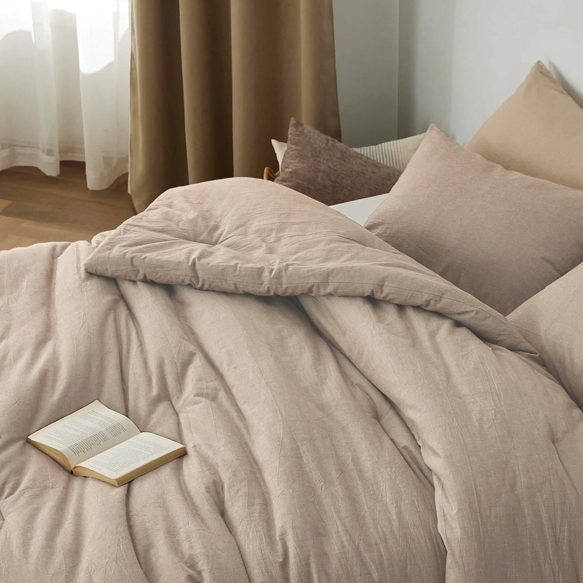 Bed Comforter, Prewashed Cotton Set for Year-Round Bedroom Comfort and Restful Sleep, 5 Sizes and 12 Colors image 78