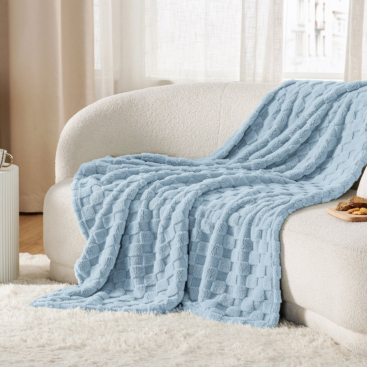 Cozy Throw Blanket, Jacquard Shaggy Sherpa for Living Rooms, Bedrooms and Everyday Lounging, 4 Sizes and 19 Colors image 78