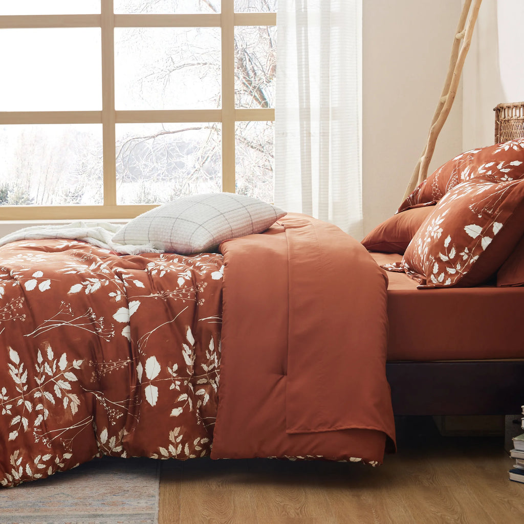 Bed Comforter, Elegant Floral Sets for Everyday Bedding and Comfortable Sleep, 4 Sizes and 15 Colors image 78